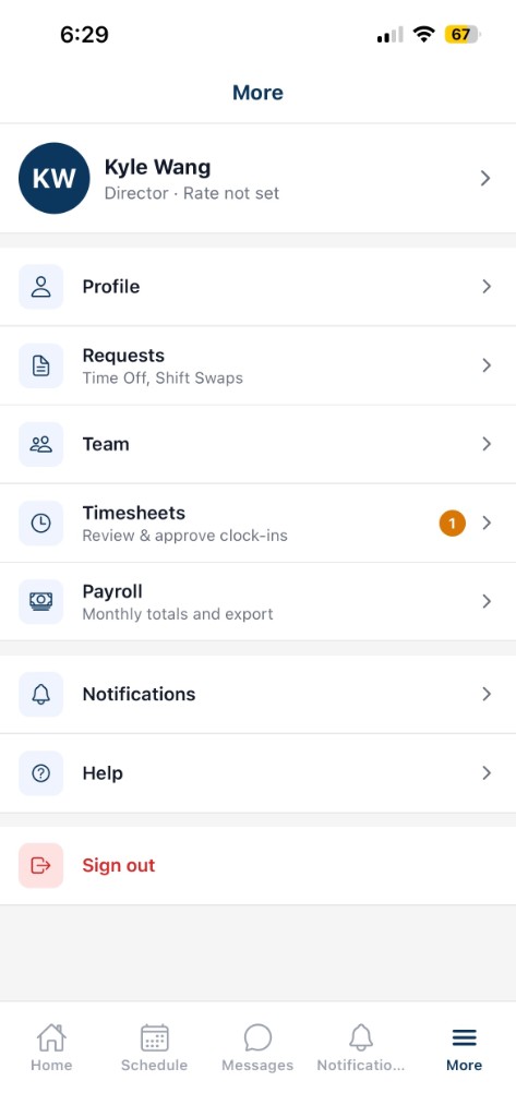 Carus More screen